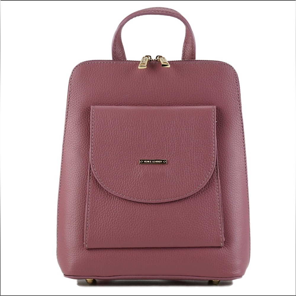 🆕 Venice Leather Pink and Gold Backpack